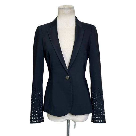 ZARA black studded sleeves one button tuxedo jacket size Small - Picture 1 of 13